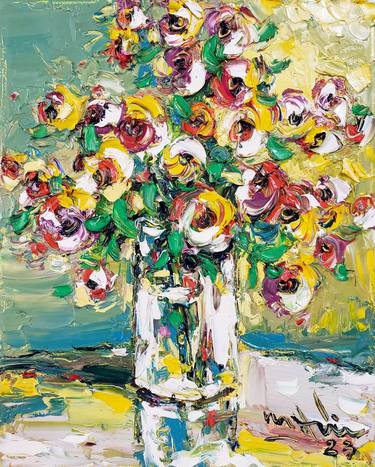 Original Abstract Floral Paintings by Duc Tran