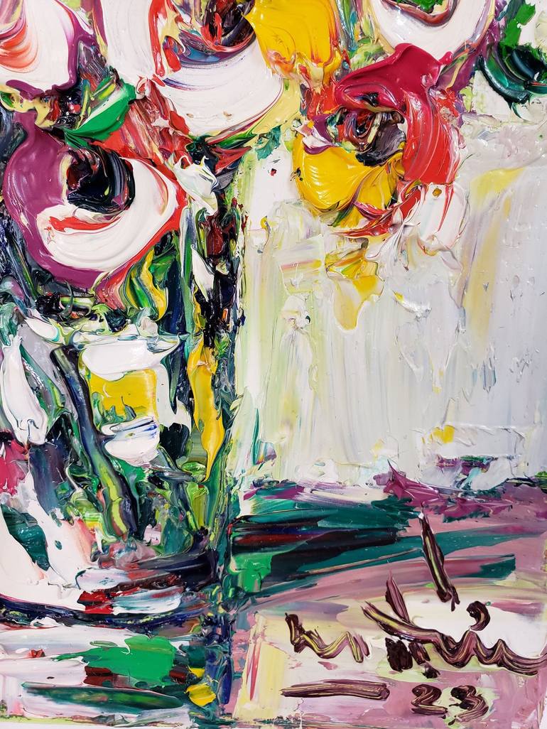 Original Abstract Floral Painting by Duc Tran