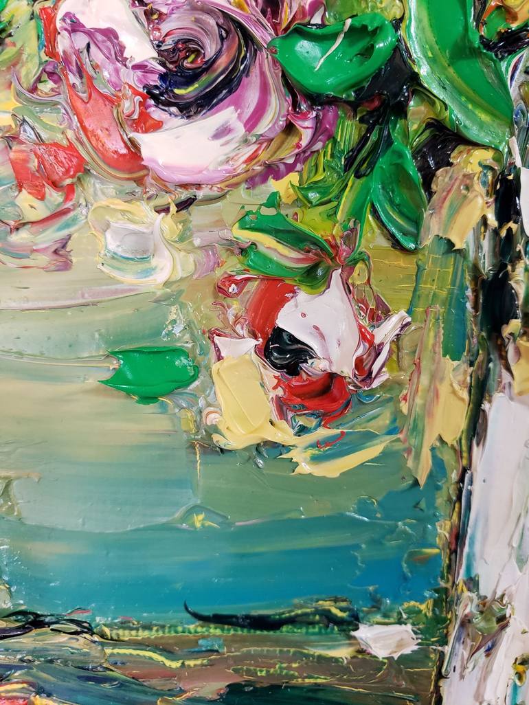 Original Abstract Floral Painting by Duc Tran