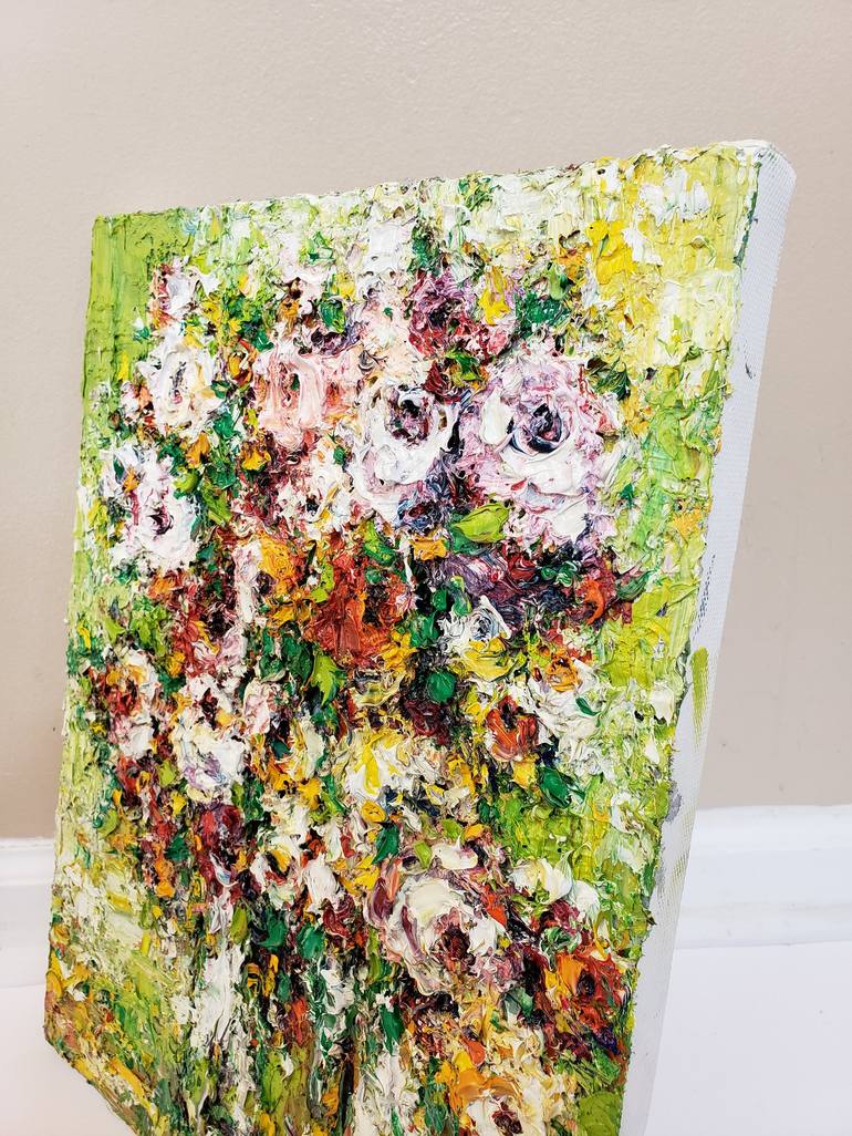 Original Impressionism Floral Painting by Duc Tran