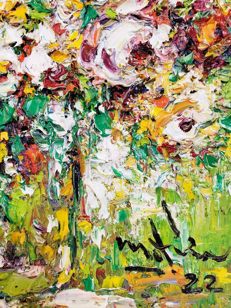 Original Impressionism Floral Painting by Duc Tran