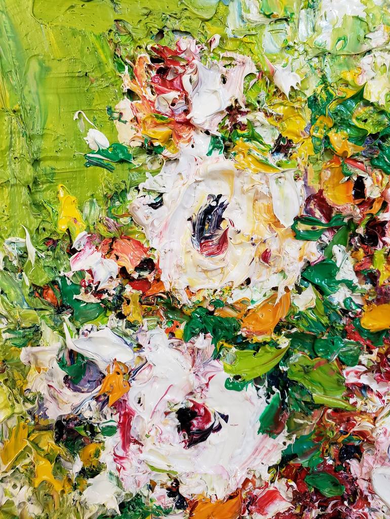 Original Impressionism Floral Painting by Duc Tran