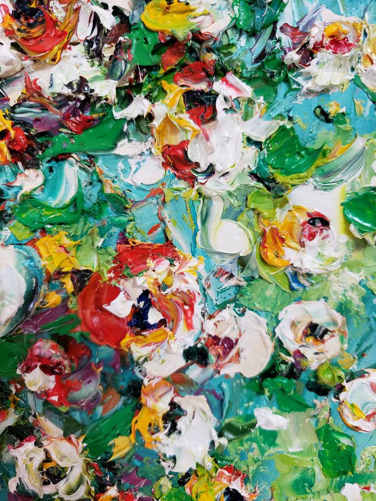 Original Impressionism Floral Painting by Duc Tran