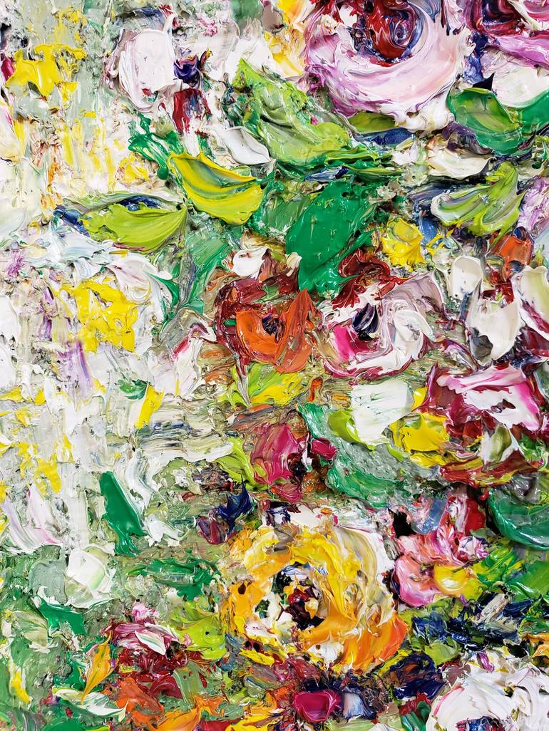 Original Impressionism Floral Painting by Duc Tran