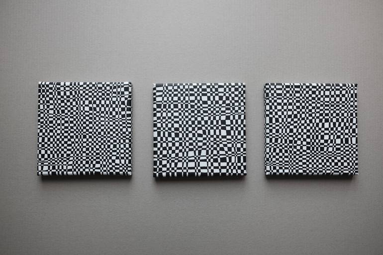 Original Abstract Painting by Ela Szczepaniak | Abstract Art on Canvas | Set of 3 op-art
