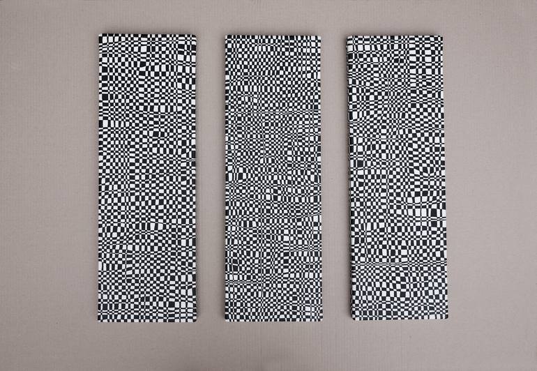 Original Abstract Painting by Ela Szczepaniak | Abstract Art on Canvas | Set of 3 op-art