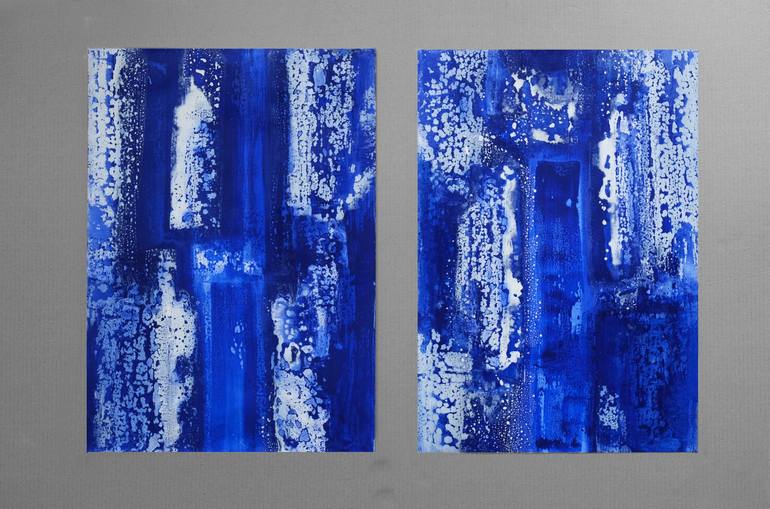 Original Abstract Painting by Ela Szczepaniak | Abstract Expressionism Art on Paper | Set of 2 Abstract Acrylic Paintings on Paper