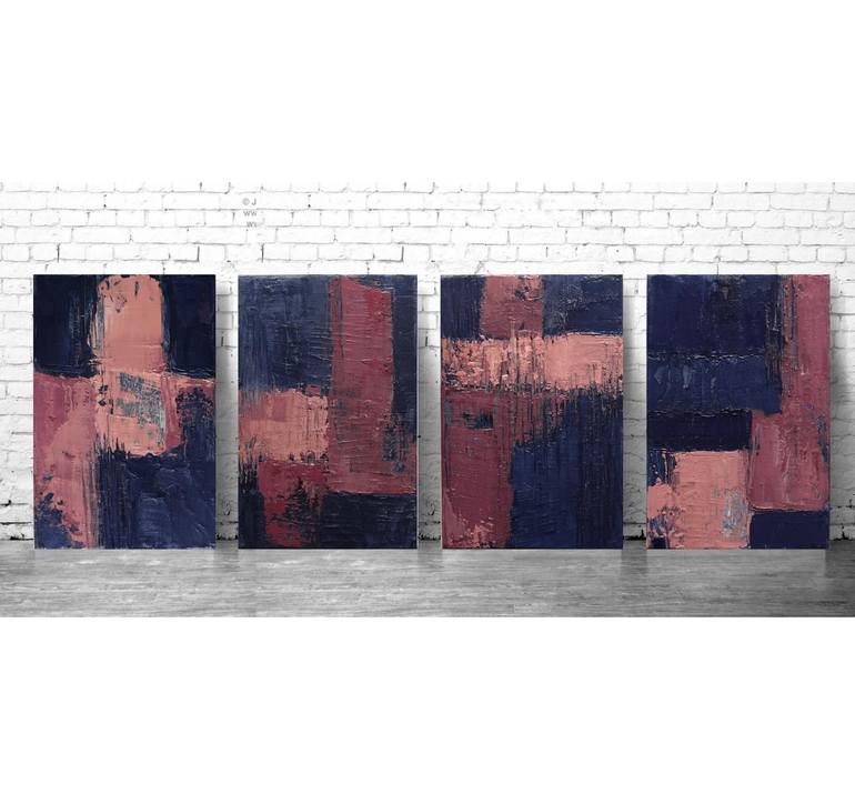 Original Abstract Painting by Ela Szczepaniak | Abstract Art on Canvas | Set of 4