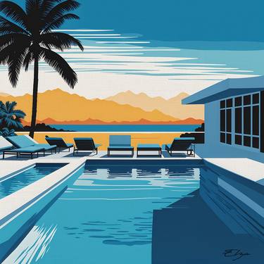 Original Pop Art Beach Paintings by Elena Zaharia