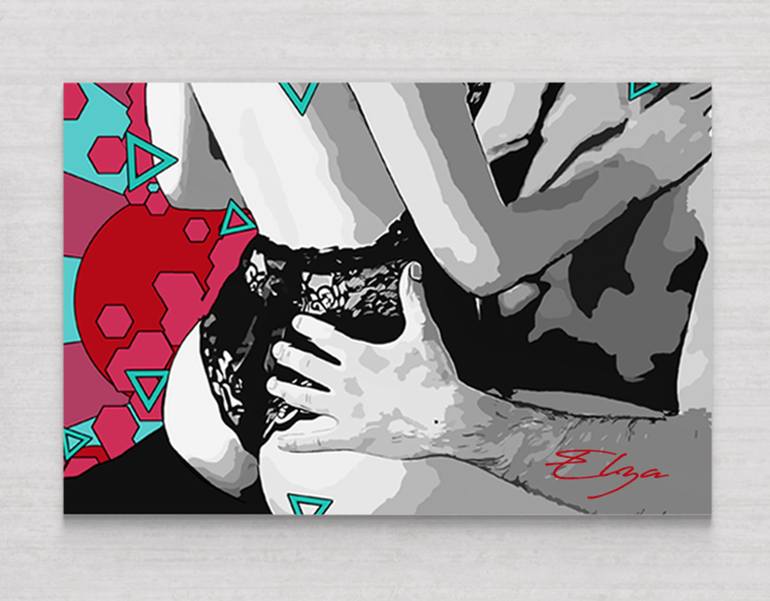 Original Pop Art Erotic Painting by Elena Zaharia