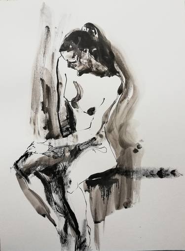 Original Figurative Nude Drawings by Jelena Djokic