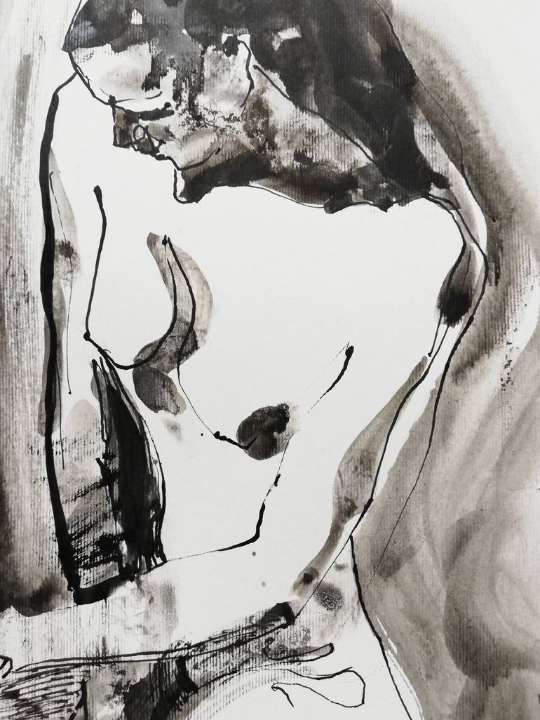 Original Figurative Nude Drawing by Jelena Djokic