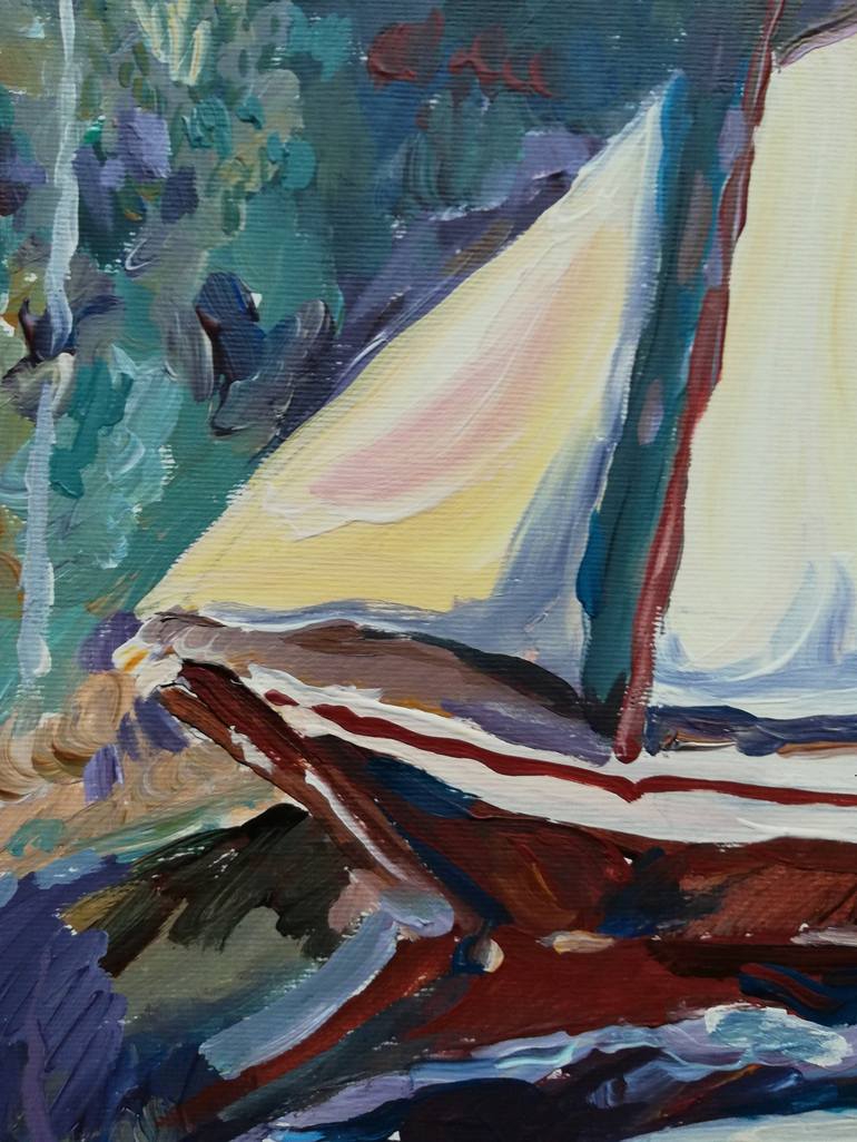 Original Boat Painting by Jelena Djokic