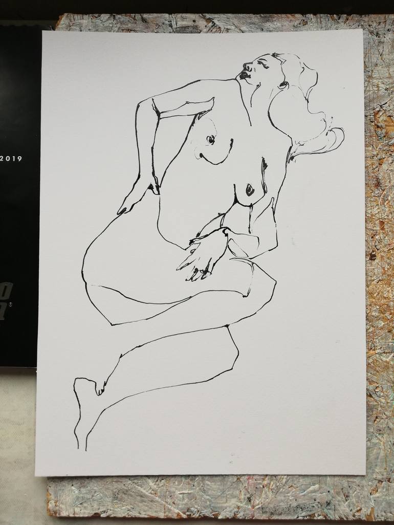 Original Figurative Nude Drawing by Jelena Djokic