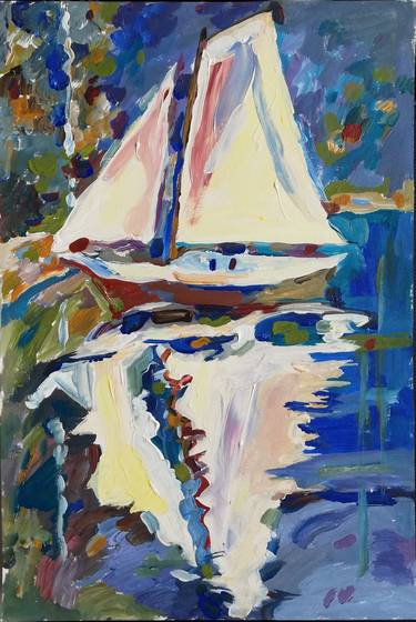 Original Expressionism Sailboat Paintings by Jelena Djokic