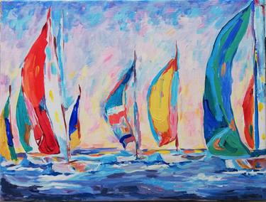 Print of Impressionism Sailboat Paintings by Jelena Djokic