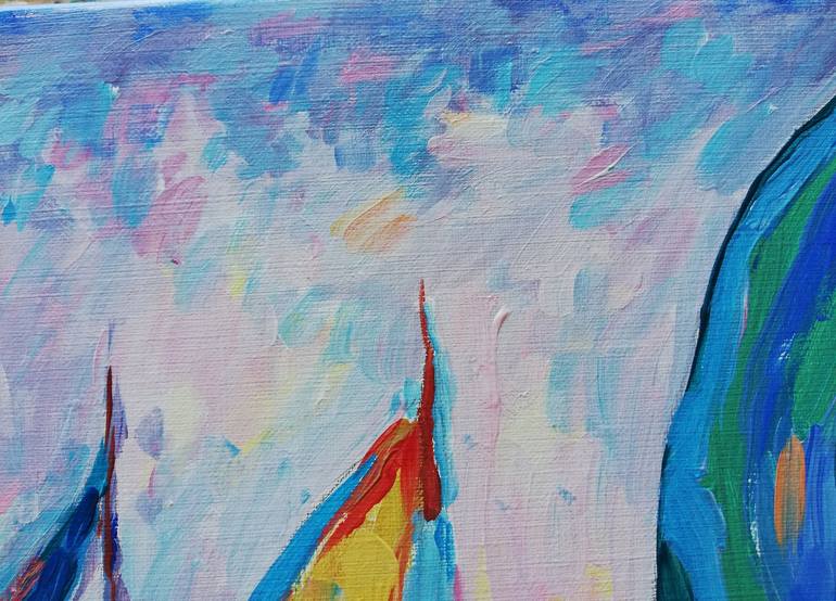 Original Impressionism Sailboat Painting by Jelena Djokic