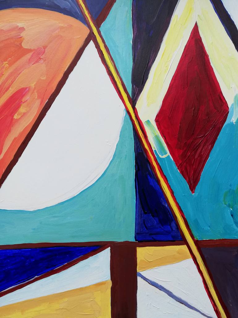 Original Cubism Abstract Painting by Jelena Djokic