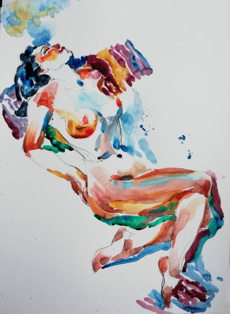 Original Impressionism Nude Painting by Jelena Djokic