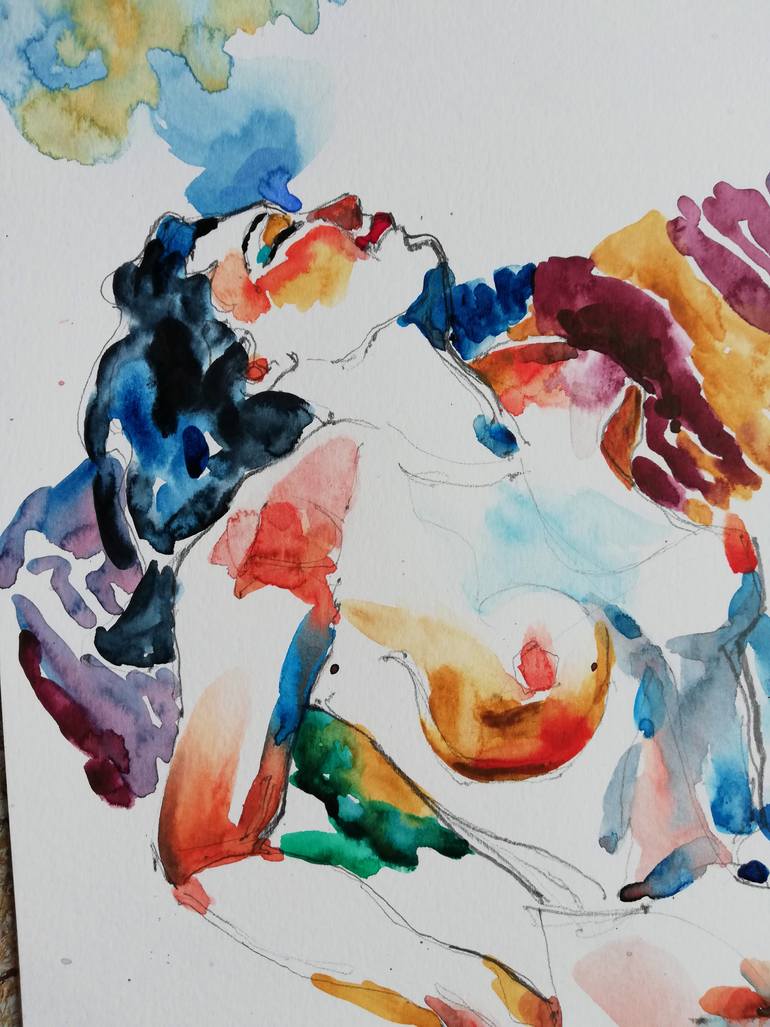 Original Impressionism Nude Painting by Jelena Djokic