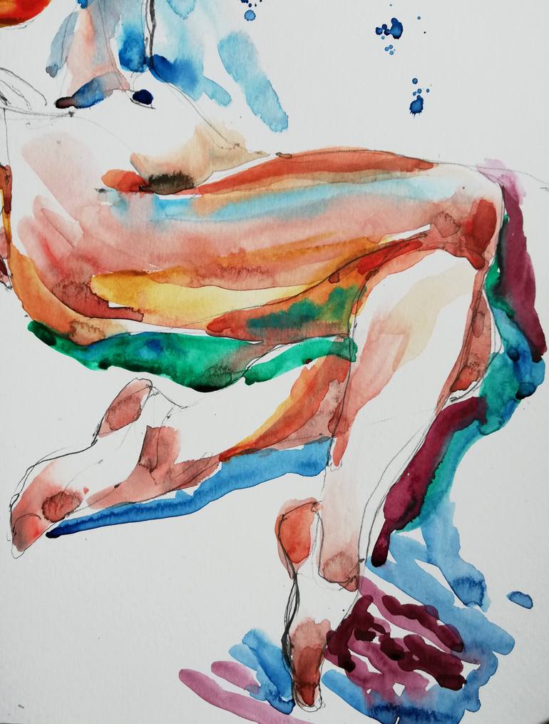 Original Impressionism Nude Painting by Jelena Djokic