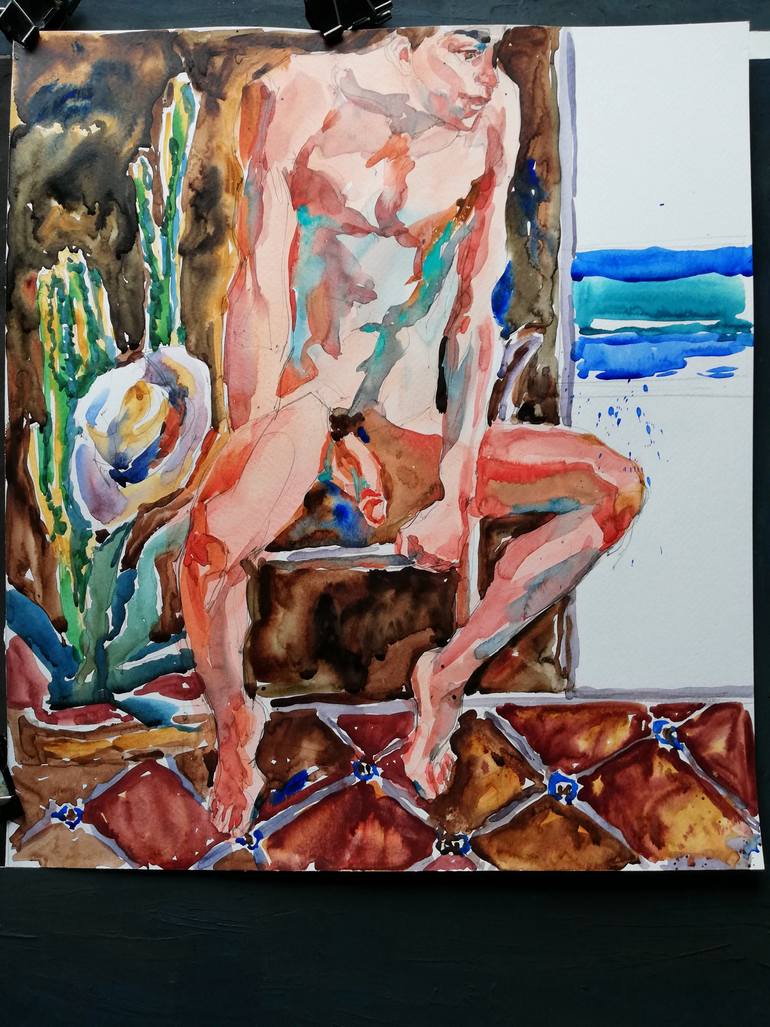 Original Expressionism Erotic Painting by Jelena Djokic
