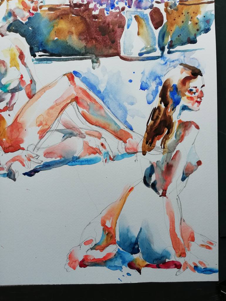 Original Impressionism Nude Painting by Jelena Djokic