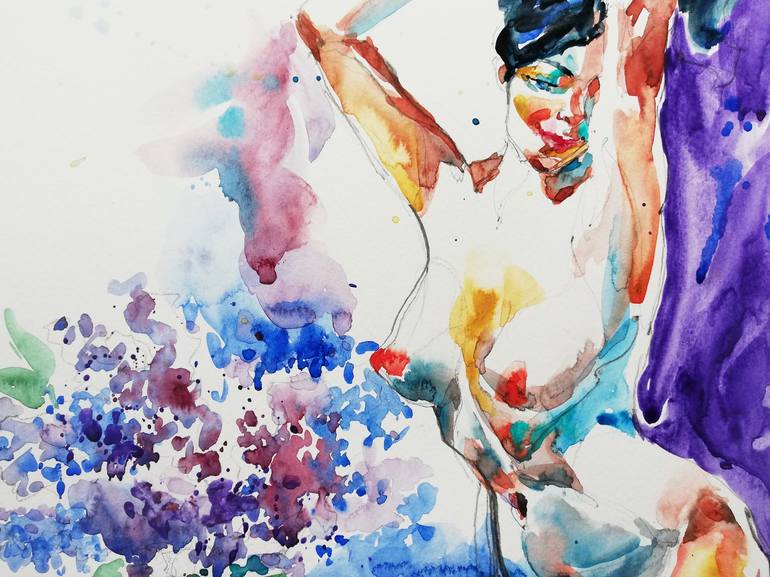Original Impressionism Nude Painting by Jelena Djokic