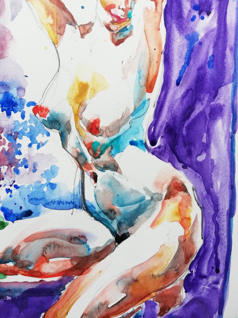 Original Impressionism Nude Painting by Jelena Djokic