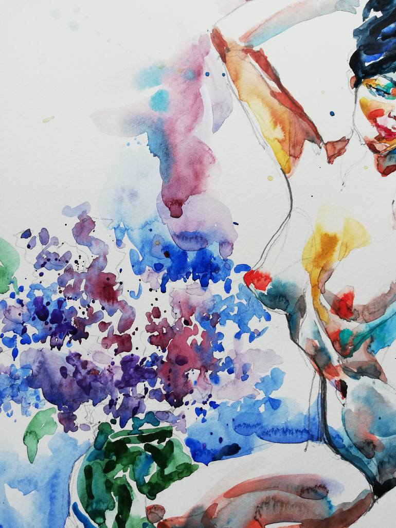 Original Impressionism Nude Painting by Jelena Djokic