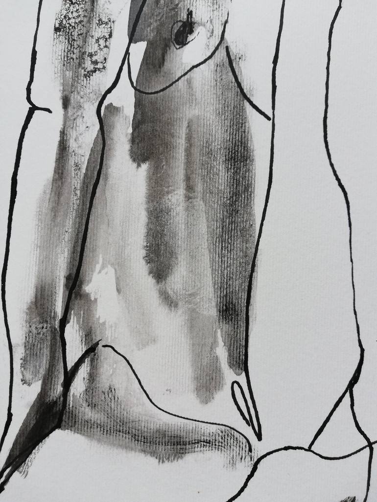 Original Expressionism Nude Drawing by Jelena Djokic