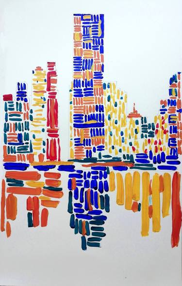 Print of Abstract Cities Paintings by Jelena Djokic