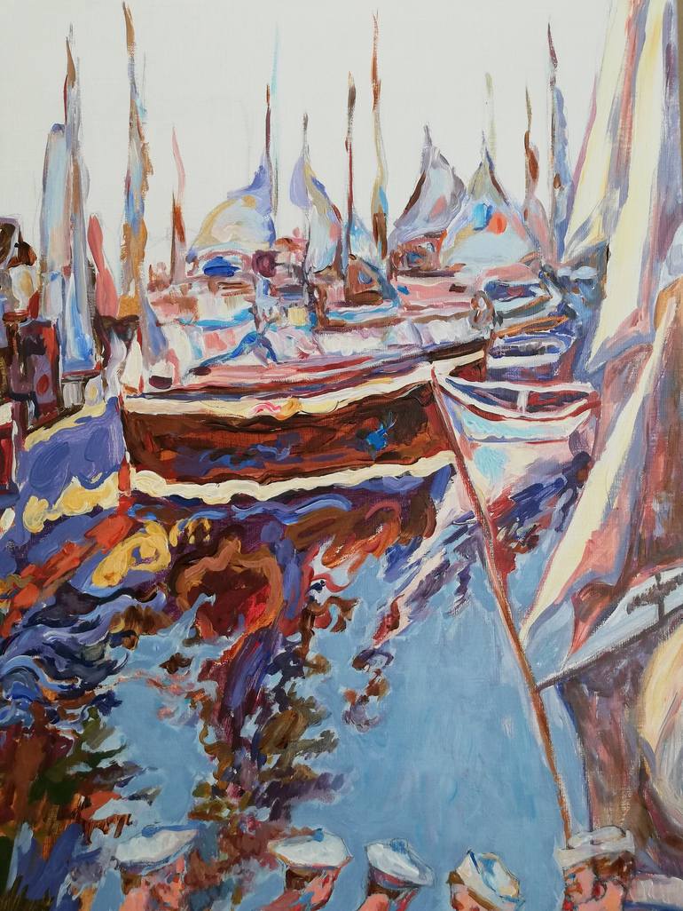 Original Figurative Sailboat Painting by Jelena Djokic