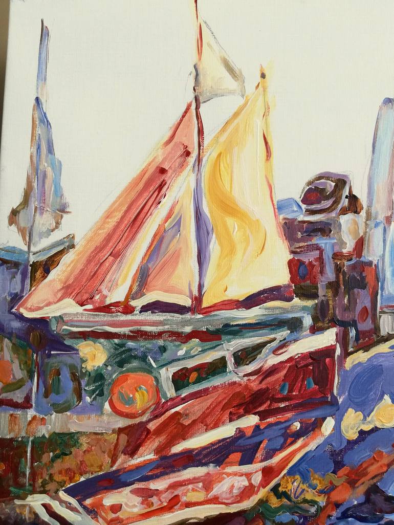 Original Figurative Sailboat Painting by Jelena Djokic