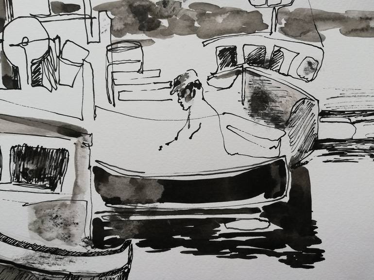 Original Impressionism Boat Drawing by Jelena Djokic