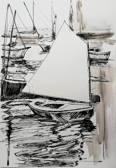 Print of Sailboat Drawings by Jelena Djokic