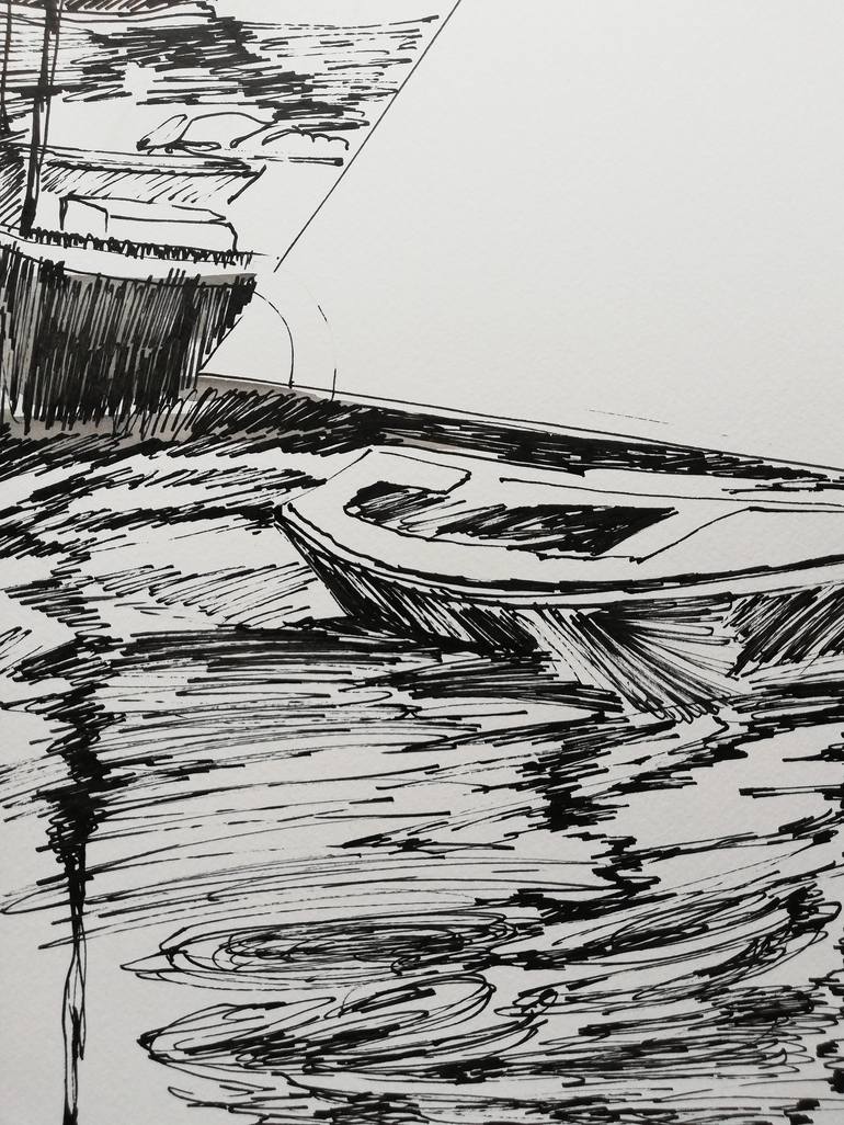 Original Sailboat Drawing by Jelena Djokic