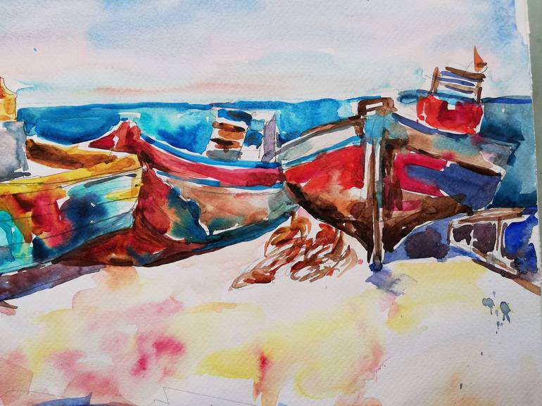 Original Boat Painting by Jelena Djokic