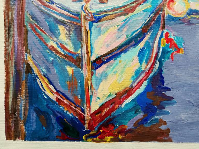 Original Impressionism Boat Painting by Jelena Djokic