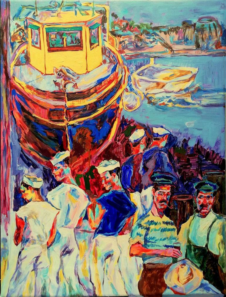 Harbor Life Painting By Jelena Djokic Saatchi Art harbor-life-painting-by-jelena-djokic-saatchi-art