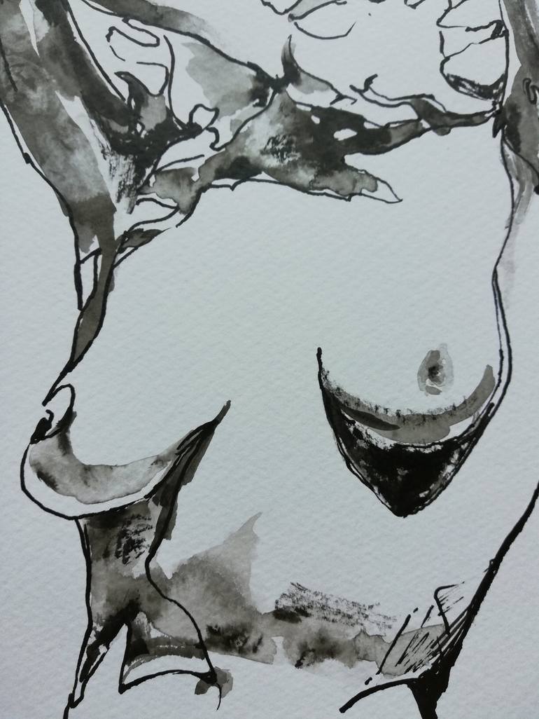 Original Black & White Nude Drawing by Jelena Djokic