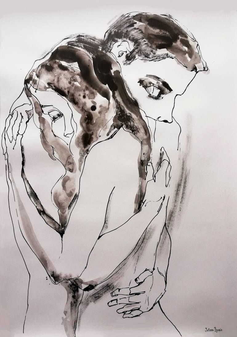 Original Black & White Nude Drawing by Jelena Djokic