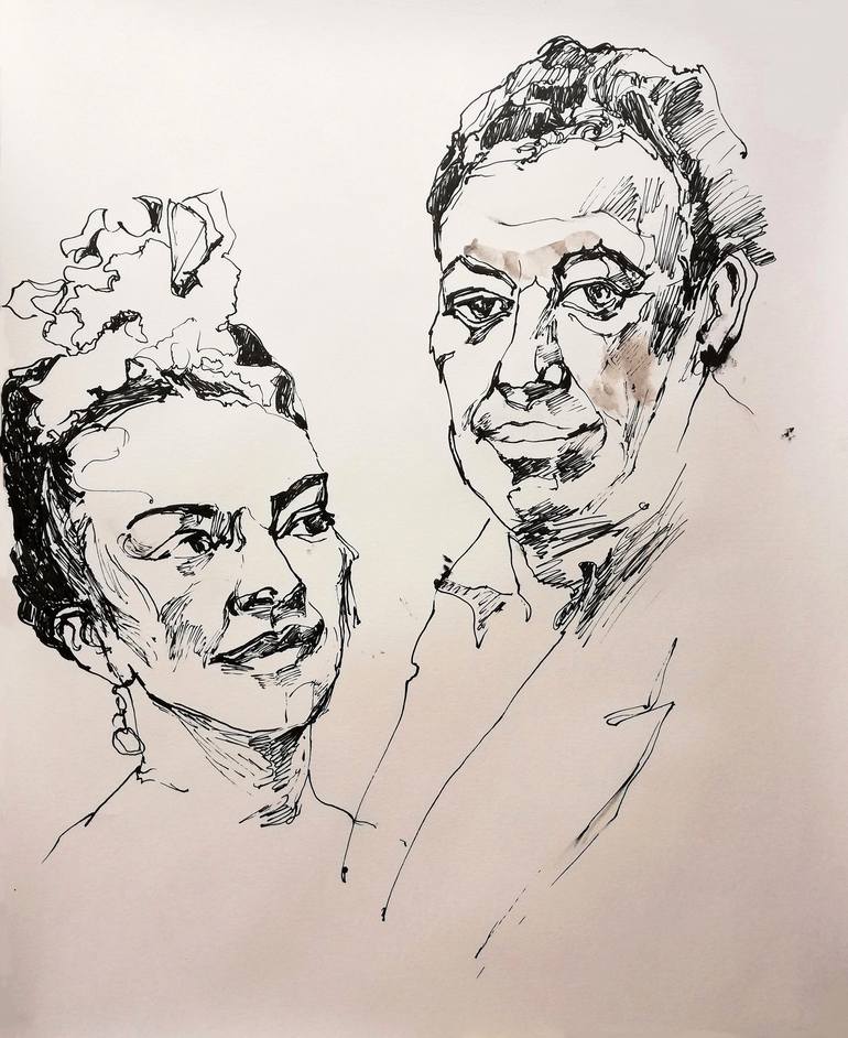 Original Black & White People Drawing by Jelena Djokic