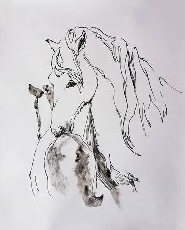 Print of Impressionism Horse Drawings by Jelena Djokic