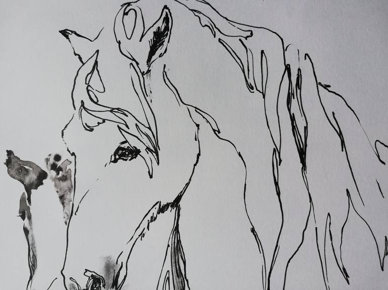 Original Impressionism Horse Drawing by Jelena Djokic