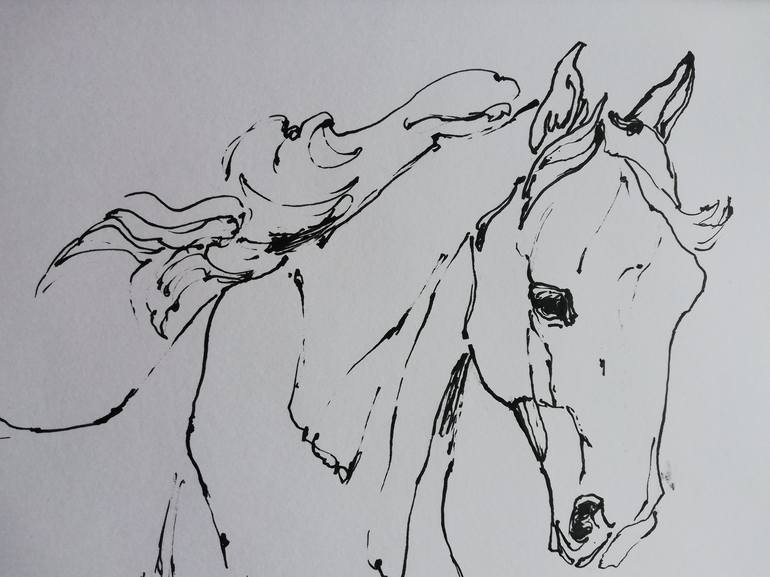 Original Black & White Horse Drawing by Jelena Djokic