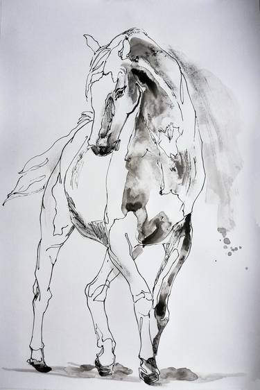 Original Figurative Horse Drawings by Jelena Djokic