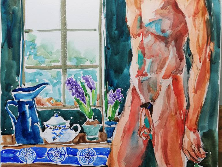 Original Impressionism Nude Painting by Jelena Djokic