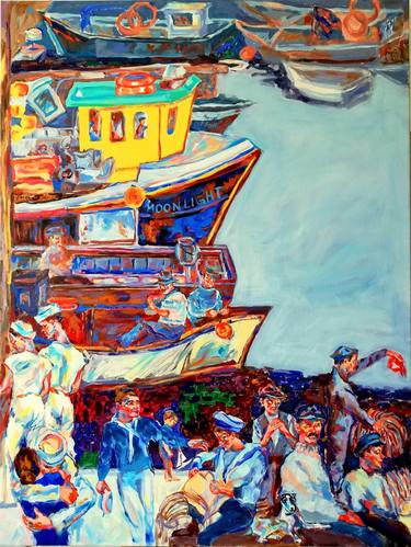 Original Impressionism Boat Painting by Jelena Djokic