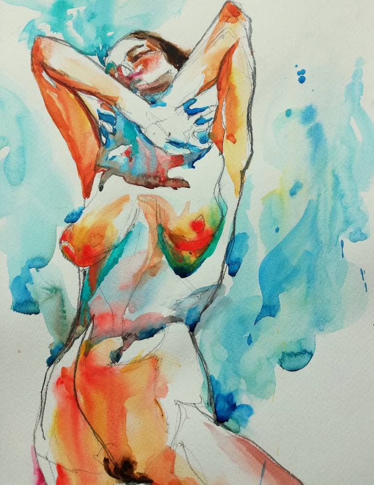Original Impressionism Nude Painting by Jelena Djokic